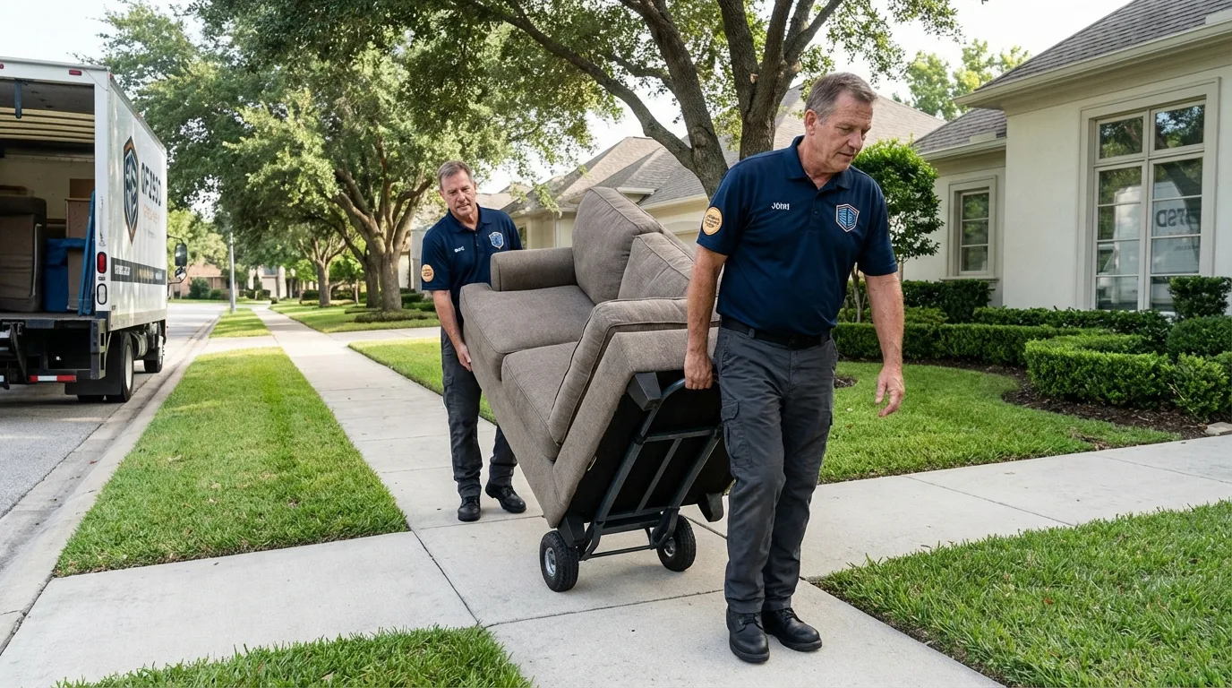 Local residential moving crew loading furniture in Carol Stream, IL